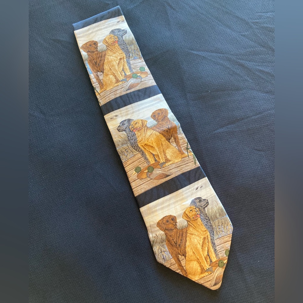 VTG Puritan Labrador Dogs Silk Necktie